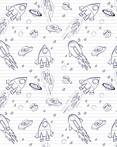 Bagum Estampado - FOGUETE MUNDO DA LUA (FUNDO BRANCO)