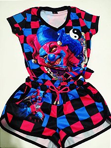 Kit Conjunto Feminino De Quebrada Palhaço Quadriculado QB46