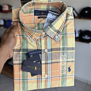 CAMISA POLO RALPH LAUREN MANGA LONGA XADREZ AMARELA