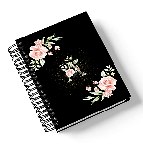 Agenda Alfabeto Floral Preto (Personalize com o nome)