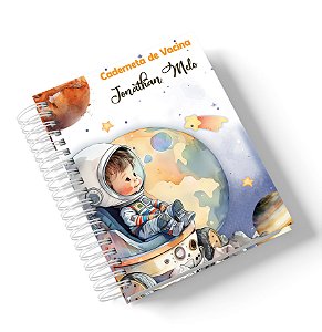 Caderneta de Saúde Astronauta na Lua Menino (Personalize com o nome)