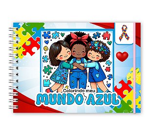 Livro de Colorir Meu Mundo Azul Autismo Menina (Personalize com o nome)