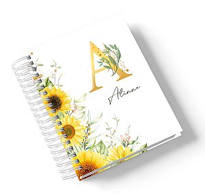 Caderno Girassol 98 folhas A5 ( Personalize com o nome)