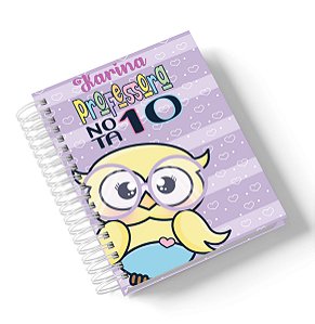Caderno Corujinha Professora nota 10 (Personalize com o nome )