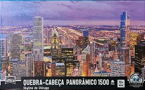 Quebra-Cabeça Panorâmico Skyline de Chicago - 1500 Peças