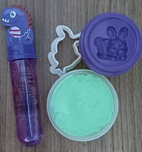 Kit infantil: Massinha + Areia Cinética + Bolinha de sabão + BRINDE forminha