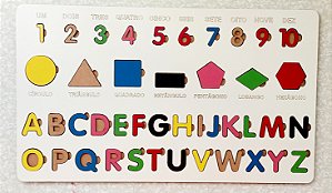 Painel Educativo de Encaixe - Letras, Números e Formas