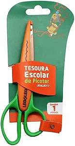 Tesoura Escolar de Picotar Zig Zag Leo e Leo Leonora