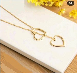 Gargantilha transpassada banhada a ouro coração