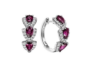 Brinco Banhado a prata com Zirconias Argola rosa rubi