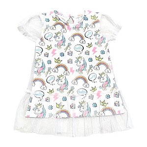 Vestido Infantil Menina Unicórnio Tule