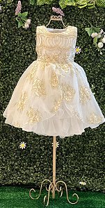 Vestido Infantil Mily Festa Dourado