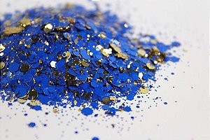Glitter Hexágono com Folha de Ouro Azul - 7g