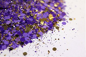 Glitter Hexágono com Folha de Ouro Roxo - 7g