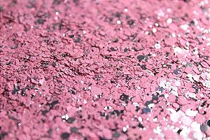 Glitter Hexágono com Folha de Prata Rosa - 7g