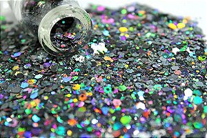 Glitter Hexágono Holográfico Acinzentado - 7g