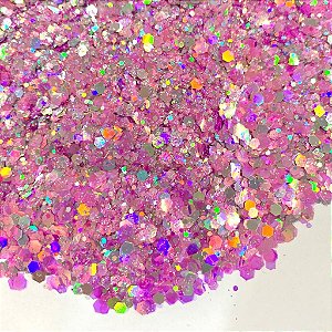 Glitter Hexágono Holográfico Algodão Doce - 7g