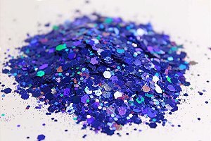Glitter Hexágono Holográfico Azul Royal - 7g
