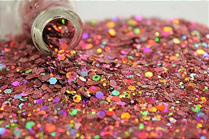 Glitter Hexágono Holográfico Rosê - 7g