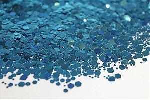 Glitter Mini Hexágono Metálico Azul - 7g