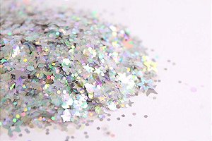 Glitter Mix Estrelado Natalino Prata - 7g