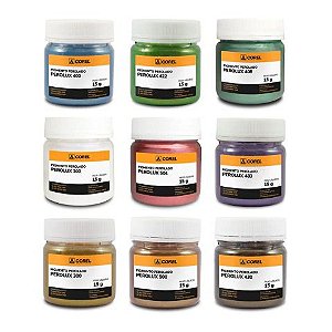 Kit com 9 Cores de Pigmentos Perolados em Pó - 15g Cada