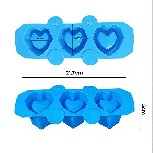 Molde de Silicone - 3 Vasos - Coração