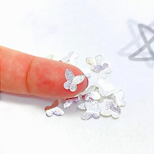 Mini Borboleta Metálica 3D - 20 Unidades - Prata