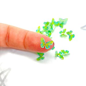 Mini Borboleta 3D - 20 Unidades - Verde Neon