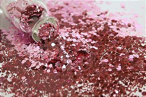 Glitter Hexágono Metálico Rosa - 7g