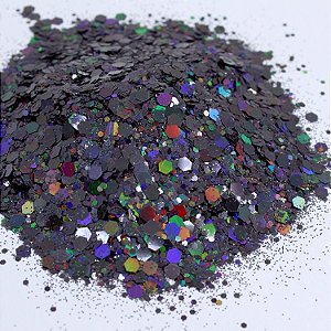 Glitter Hexágono Holográfico Preto - 30g