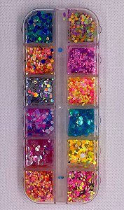 Glitter Flocado Círculo Cores Sortidas - 12 Unidades