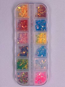 Glitter Mini Borboletas Cores Sortidas - 12 Unidades