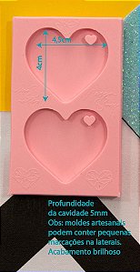 Molde Chaveiro Coração - 2 Cavidades de 4 x 4,5cm