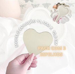 Acrílico Espelhado Para Espelho Coração (Moldes da Gê) - 3 Unidades