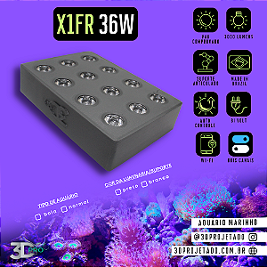 Luminaria X1-FR 36W 3000 lumens WI-FI - Luminaria para Aquário Marinho