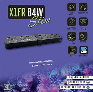 Luminaria X1-FR 84W - SLIM - (WI-FI) 7000 lumens - Luminaria para Aquário Marinho