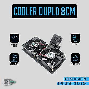 Cooler DUPLO /Fan DUPLO 8cm ( 2 coolers de 8cm) com suporte para Aquario Marinho / Plantado