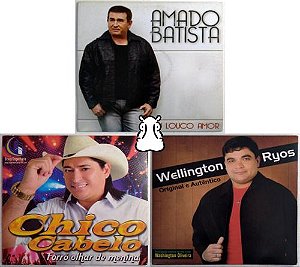 3 Cds Cantores Amado Batista Chico Cabelo Wellington Ryos