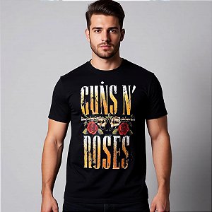 Camiseta Banda Guns N' Roses - Manga Curta Preta