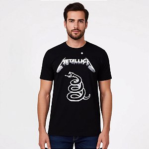 Camiseta Banda Metallica - Manga Curta Preta
