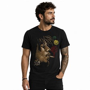 Camiseta Bob Marley - Unissex Preta Manga Curta