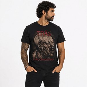 Camiseta Banda Titãs - Cabeça Dinossauro - Preta Manga Curta