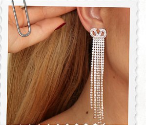 Brinco de strass dourado