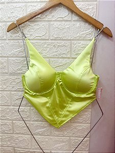 Corset verde acetinado