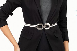 Cinto fivela quadrada prata