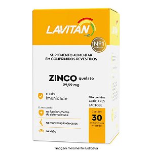 Lavitan Zinco Quelato 29,59mg Com 30 Comprimidos Revestidos
