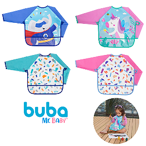 Avental Babador com Mangas Infantil Impermeável com Bolso Buba