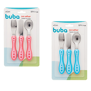 Kit Talher 3 Peças em Aço Inoxidável Bebê Buba