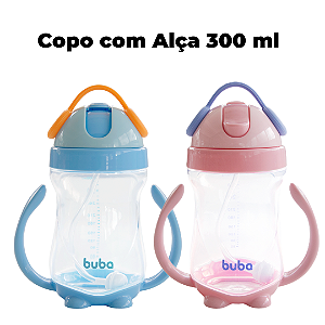 Copo Garrafa Infantil Bebê 300ml com Alça Buba
